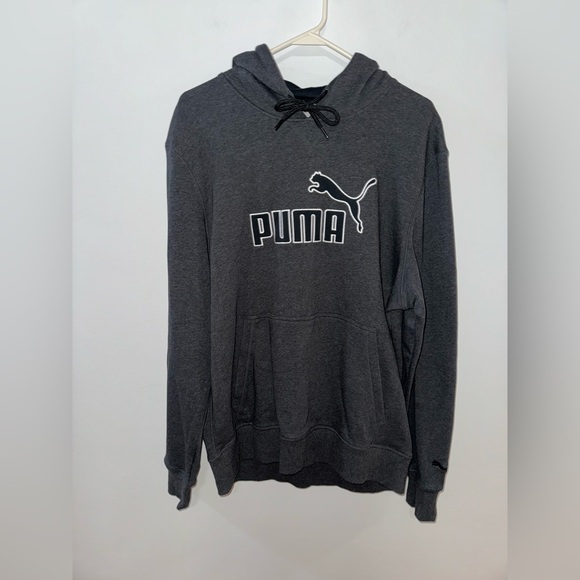NWT LG Puma Dark Grey Heather and Black Logo Drycell Hoodie - Picture 1 of 12